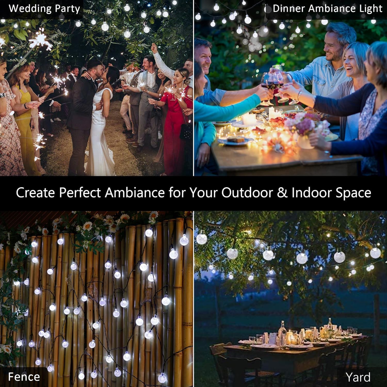 35 FT Solar Globe String Lights – 60 LED Outdoor Waterproof Patio & Garden Lights (Warm White / Bright White / RGB) - Image 3