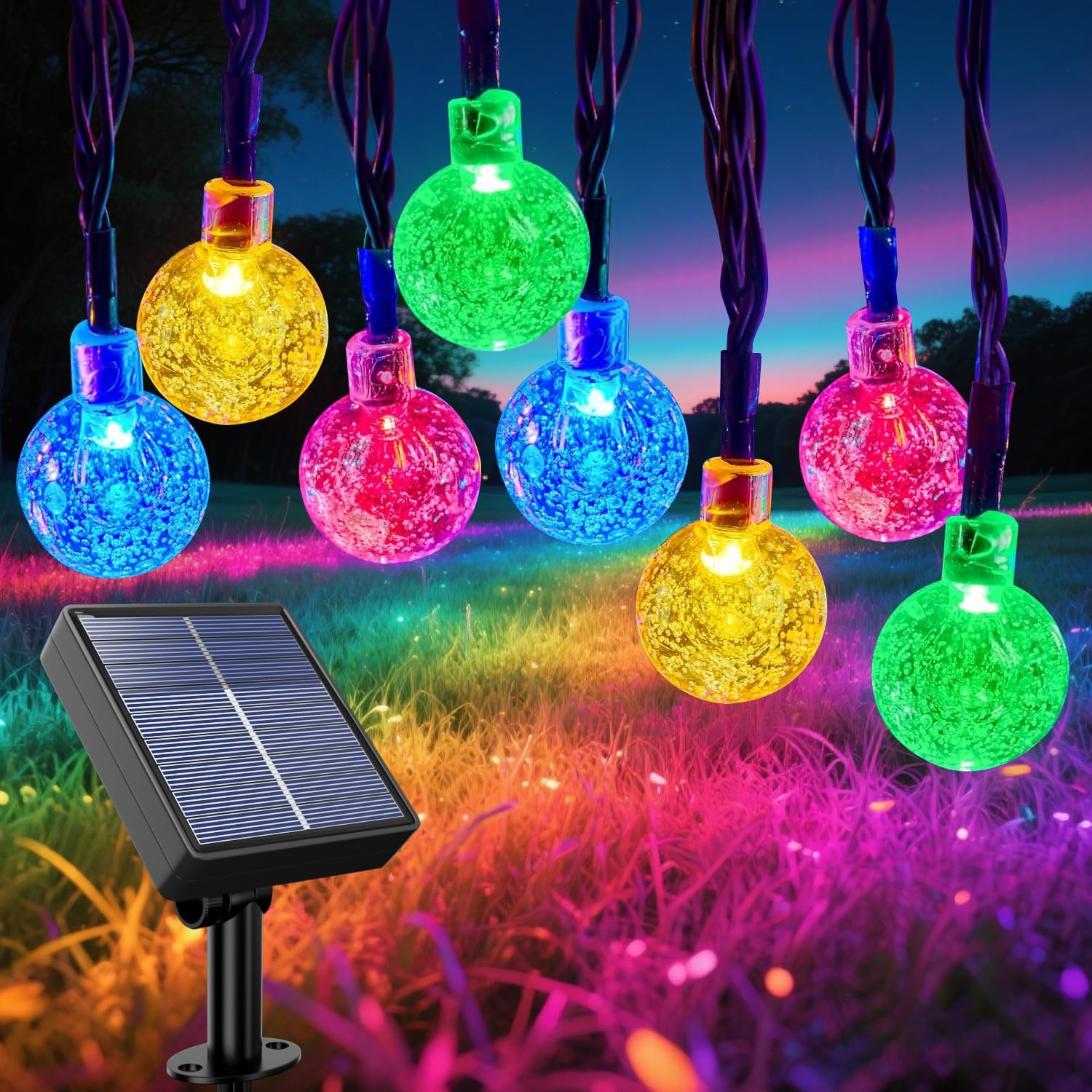 35 FT Solar Globe String Lights – 60 LED Outdoor Waterproof Patio & Garden Lights (Warm White / Bright White / RGB) - Image 7