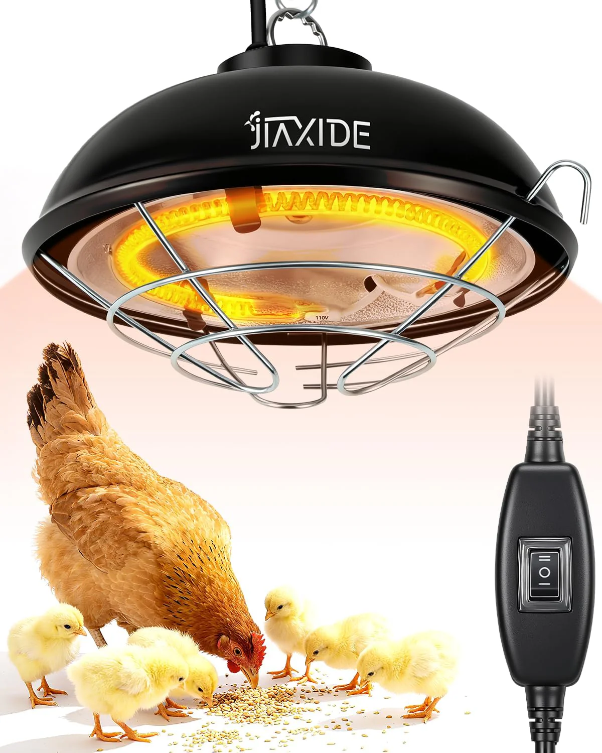 350W Chicken Heat Lamp Dual Mode Adjustable Brooder Lamp Coop Heater CHL350