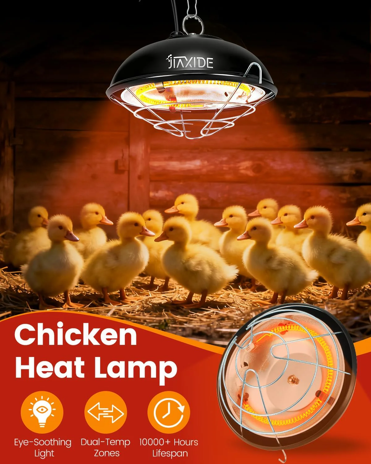 350W Chicken Heat Lamp Dual Mode Adjustable Brooder Lamp Coop Heater CHL350 - Image 6