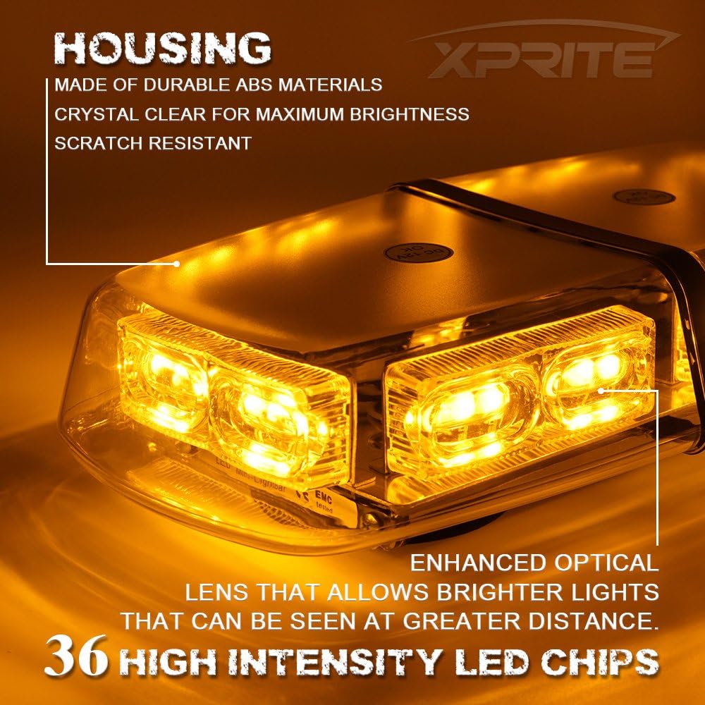 New 36 LED Rooftop Emergency Strobe Light Bar– 16 Flash Modes, Magnetic Mount Warning Light Bar for Trucks, Vehicles, Construction, Tow 1021358 - Image 6