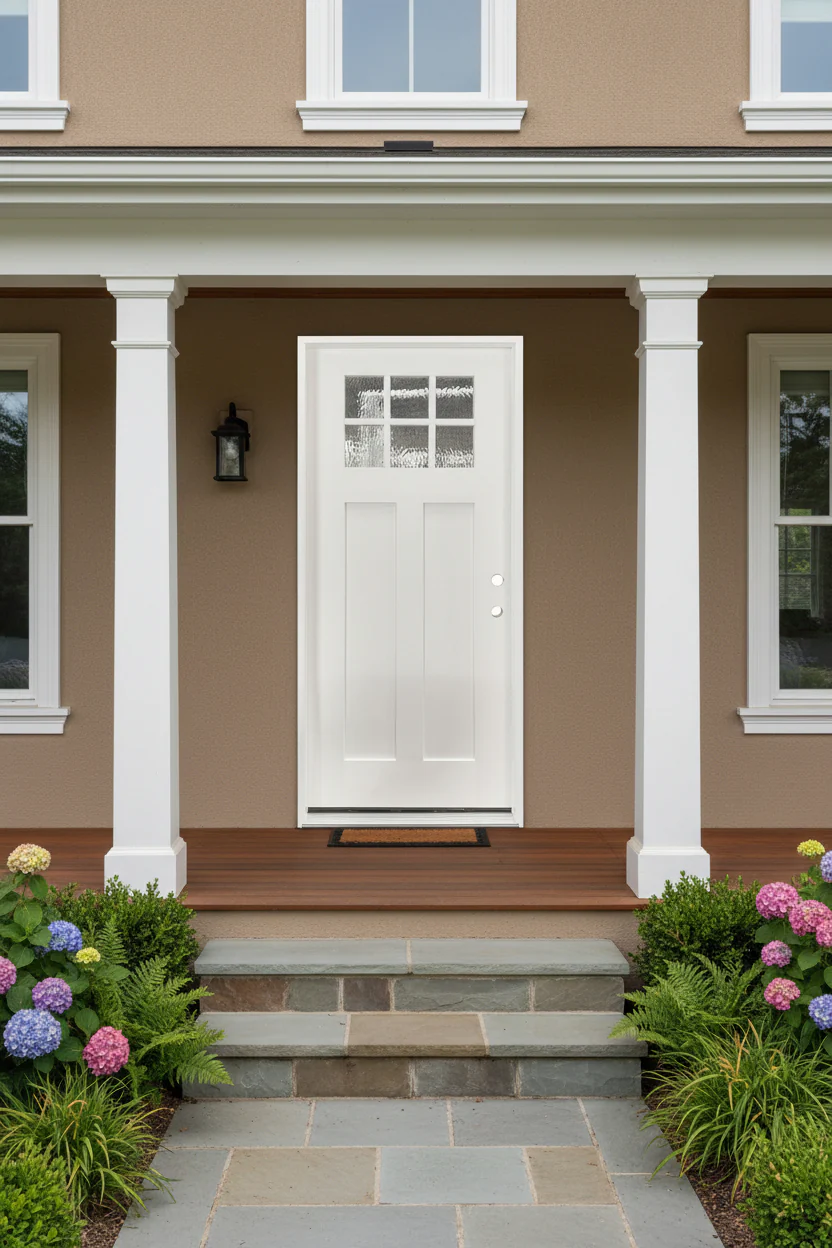 36x80 Fiberglass Exterior Door with 6-Lite Grid Glass Prehung Smooth Finish Left or Right Hand Swing FG03LH FG03RH