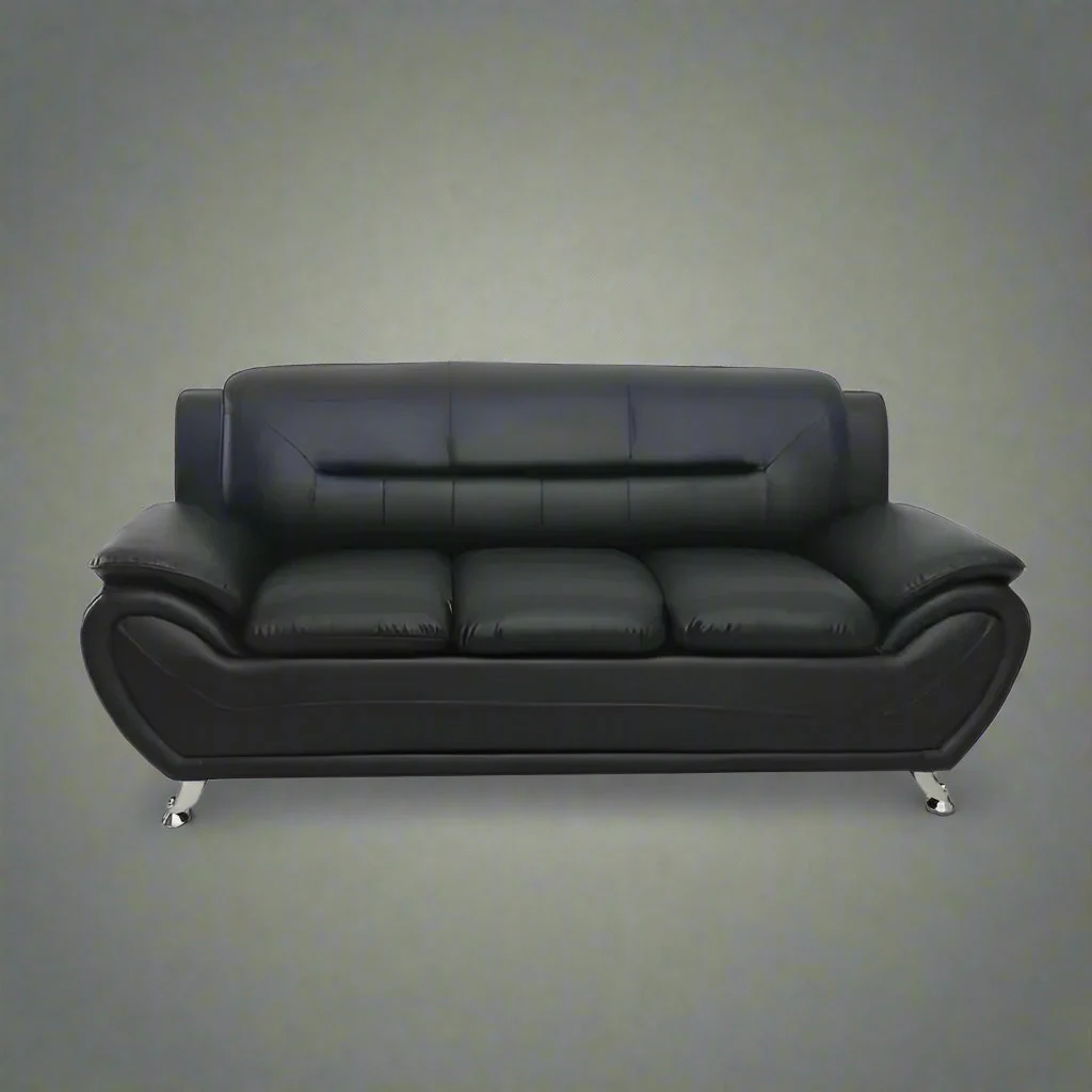3PCS Red & Black Modern Faux Leather Sofa Set – 3-Piece Contemporary Living Room Furniture | SKU: BT1756 - Image 11