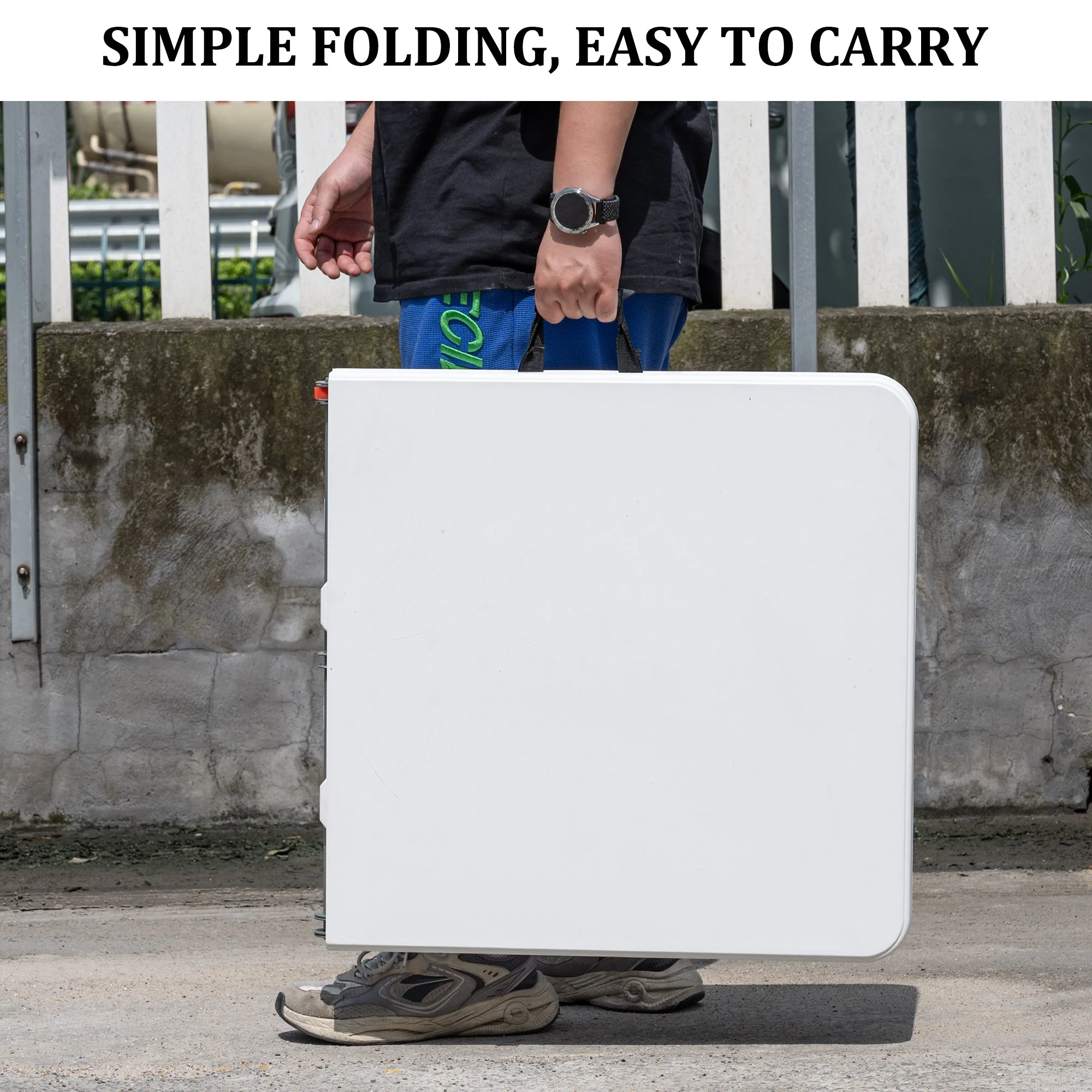 4-Foot Adjustable Height Folding Utility Table Portable Plastic AMPCT1224 - Image 7