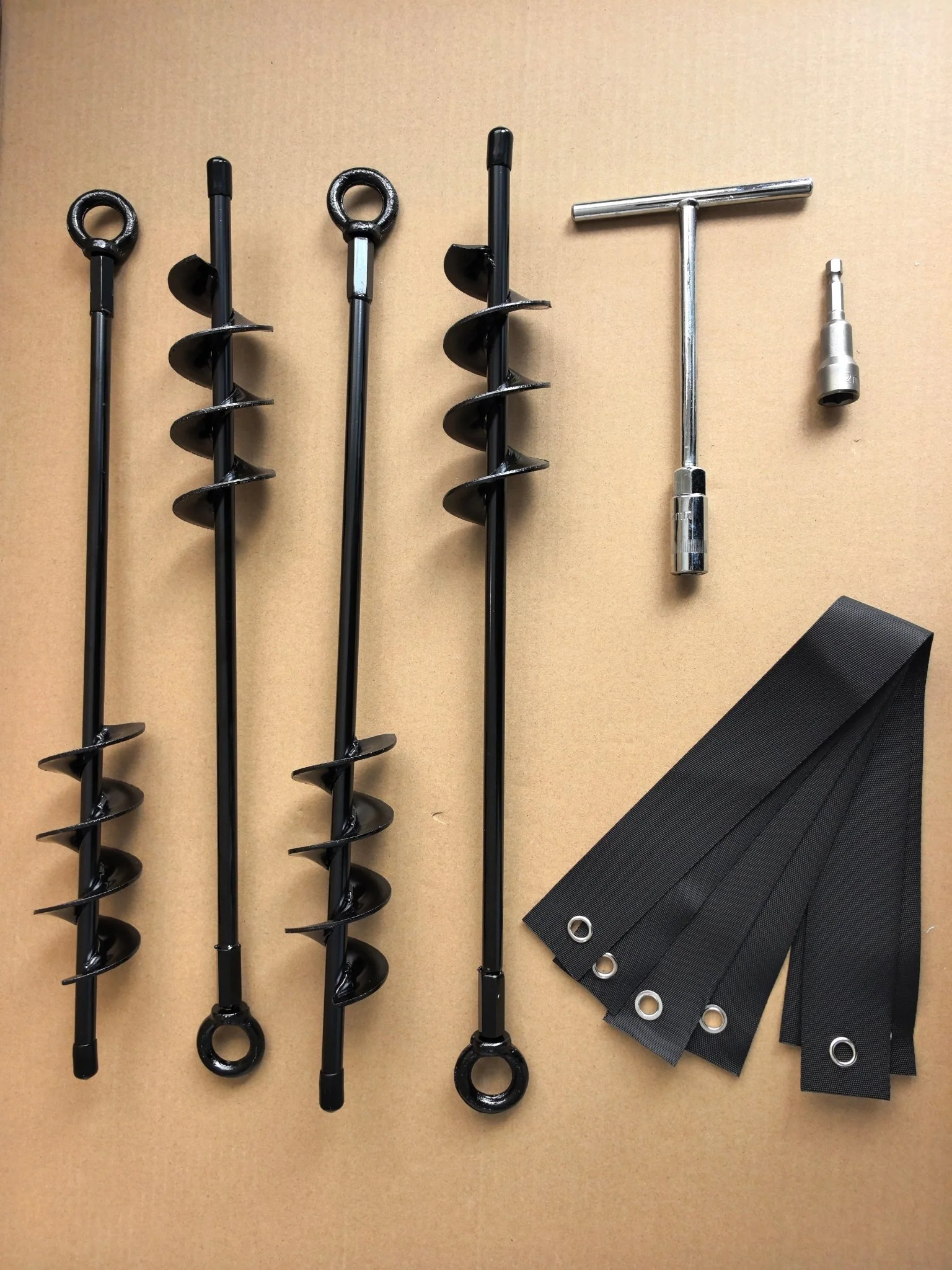 4 Pack 18 Inch Heavy Duty Ground Anchor Screws Trampoline Tie Down Kit WS1889