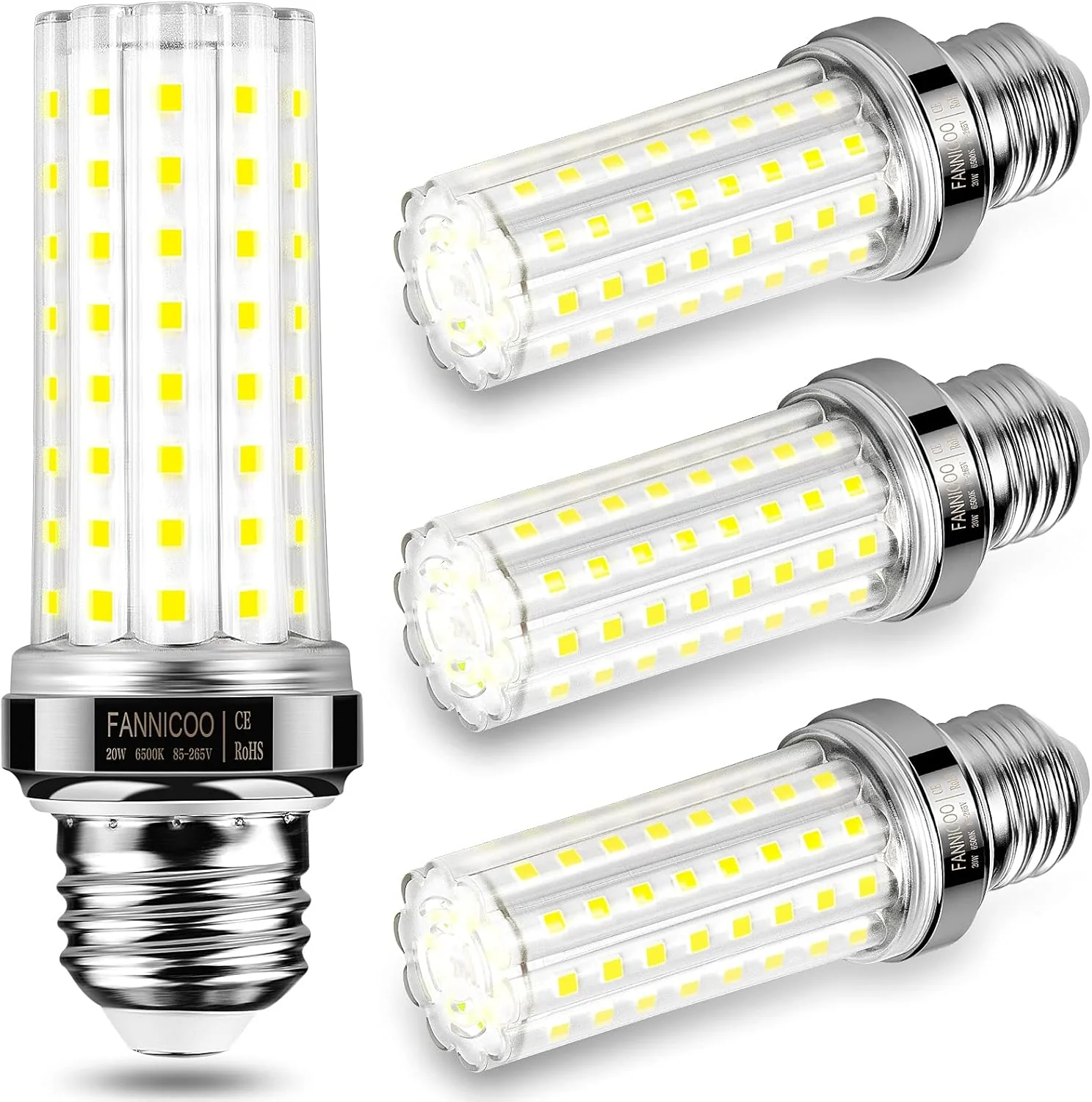 4-Pack LED Corn Light Bulbs – 20W (150W Equivalent) 2500 Lumen 6500K Cool Daylight E26/E27 Base Non-Dimmable – CL0204C