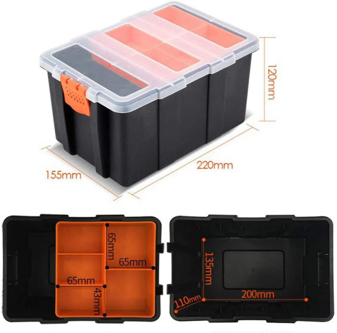 4-Pc Tool & Parts Organizer Box Set – Durable Storage Case with Compartments – WT421 - Image 4