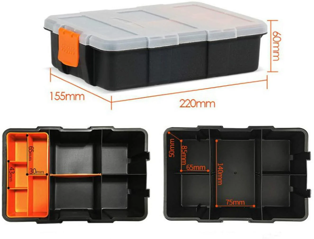 4-Pc Tool & Parts Organizer Box Set – Durable Storage Case with Compartments – WT421 - Image 5