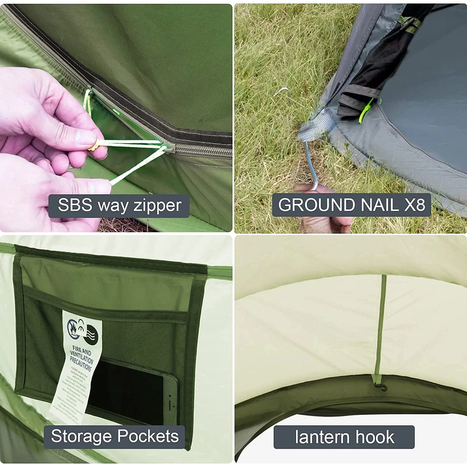 4-Person Instant Pop-Up Camping Tent, Waterproof Polyester Dome Tent with Mesh Windows – PT4280 - Image 3
