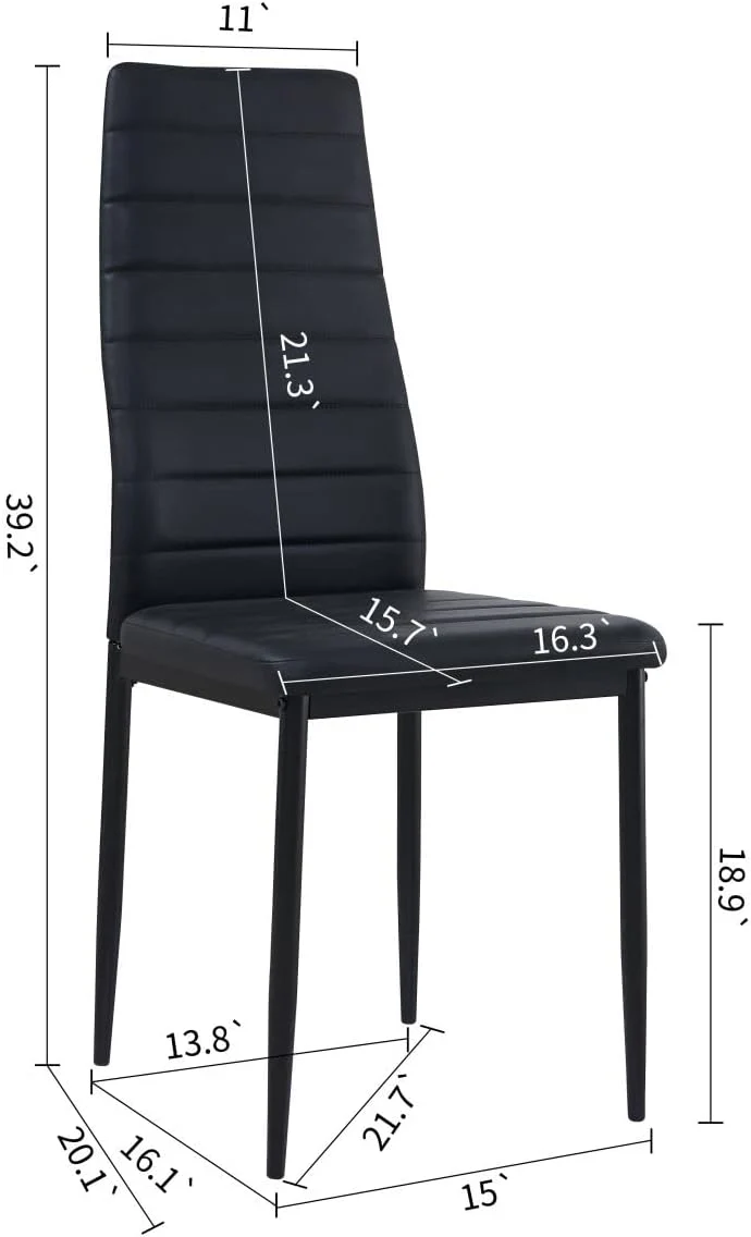 4-Piece Modern Upholstered Dining Chair Set – Faux Leather Chairs for Kitchen & Dining Room | SKU: AMMDC88 - Image 3