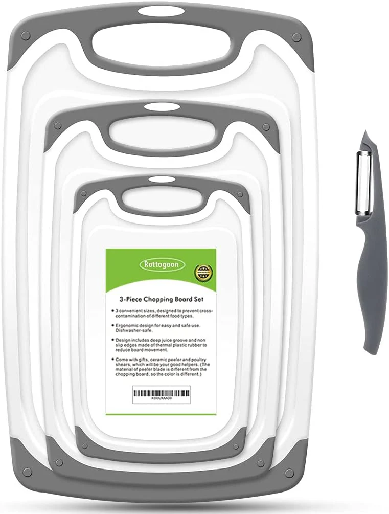 4-Piece Non-Slip Kitchen Cutting Board Set – Easy-Grip Handles with Bonus Knife | SKU: 250336