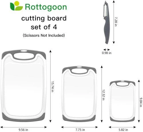 4-Piece Non-Slip Kitchen Cutting Board Set – Easy-Grip Handles with Bonus Knife | SKU: 250336 - Image 5