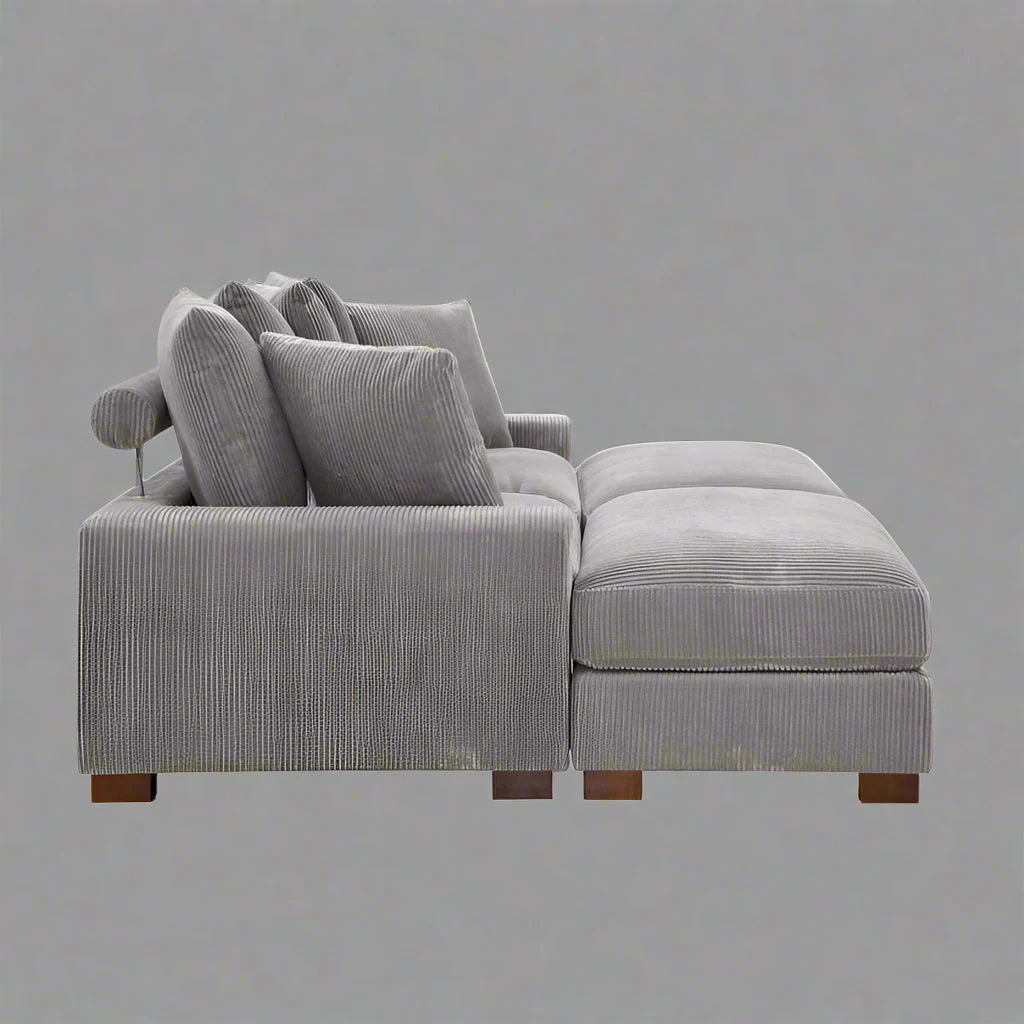 4-Piece Corduroy Sectional Sofa – Plush Upholstered Living Room Furniture Set - Image 11
