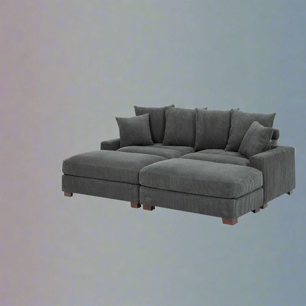 4-Piece Corduroy Sectional Sofa – Plush Upholstered Living Room Furniture Set - Image 13