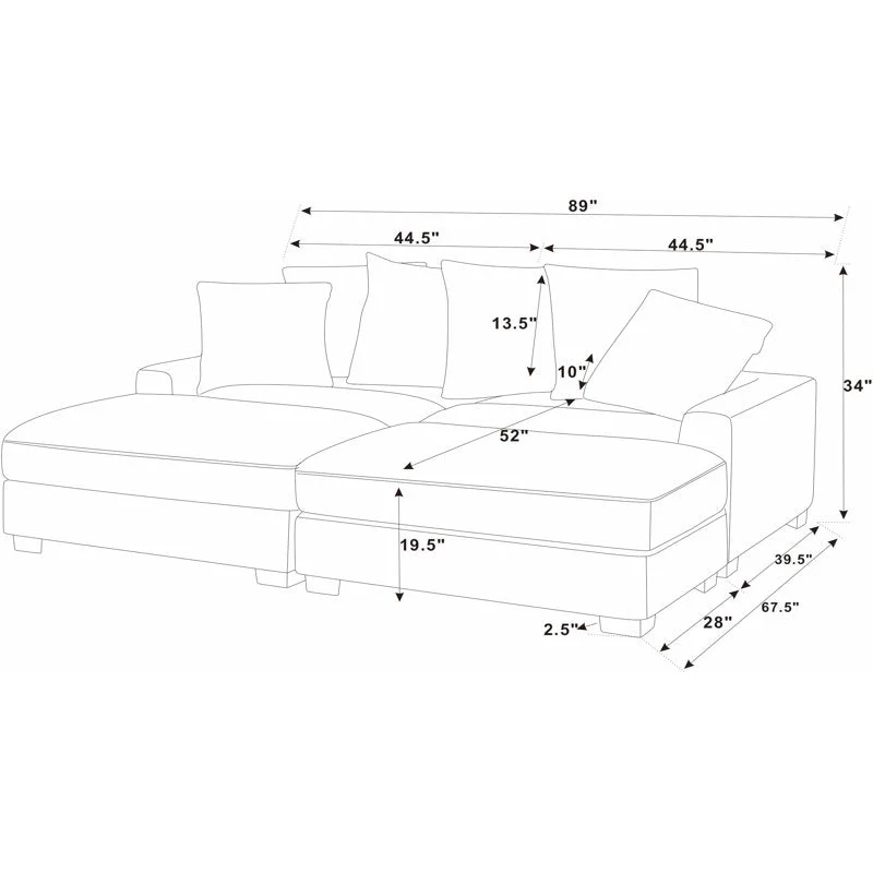 4-Piece Corduroy Sectional Sofa – Plush Upholstered Living Room Furniture Set - Image 16