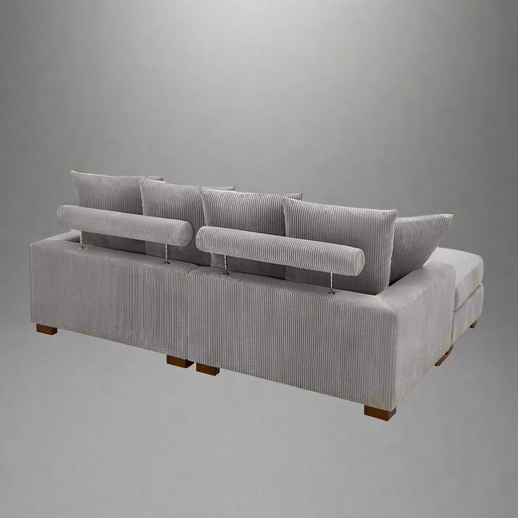 4-Piece Corduroy Sectional Sofa – Plush Upholstered Living Room Furniture Set - Image 4