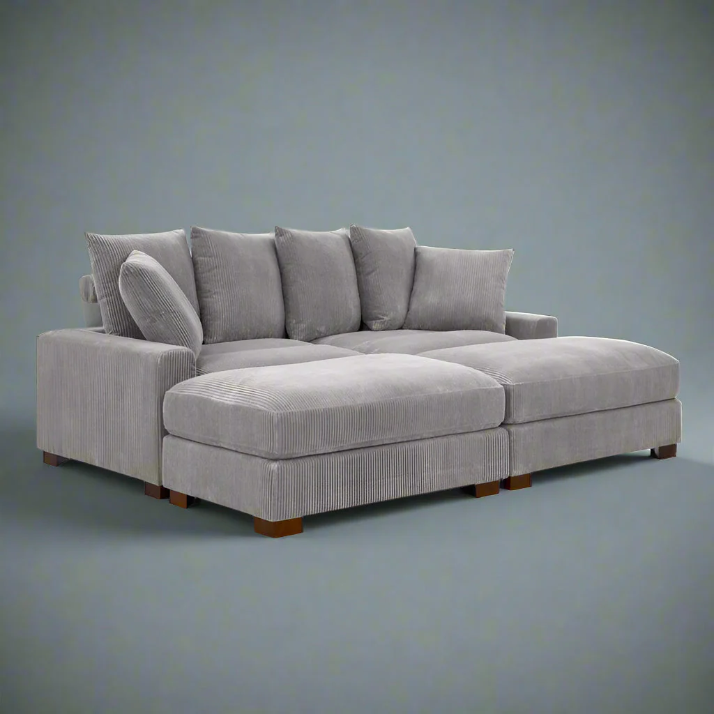4-Piece Corduroy Sectional Sofa – Plush Upholstered Living Room Furniture Set - Image 6