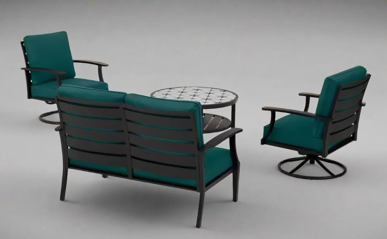 4-Piece Swivel Outdoor Metal Furniture Set – Loveseat, 2 Chairs & Coffee Table | SKU: 820756 - Image 7