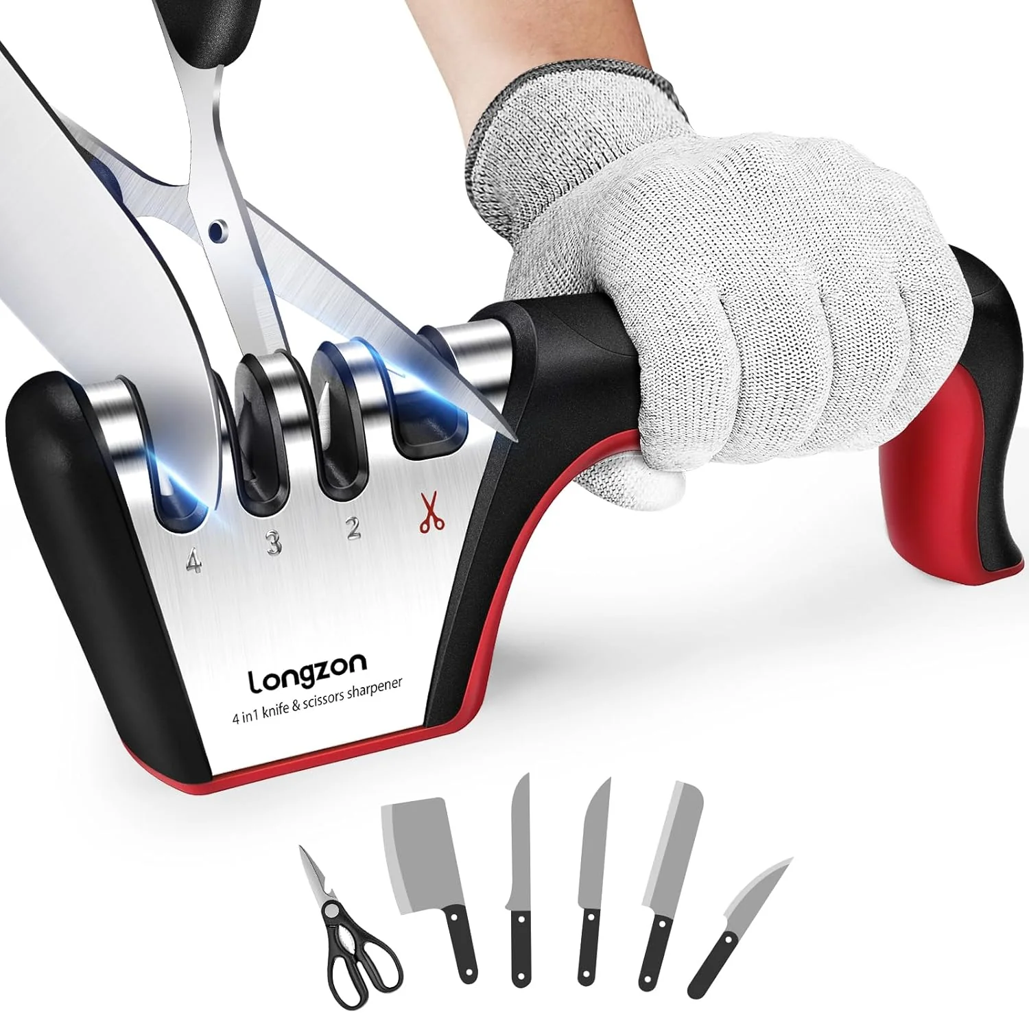 New 4-Stage Knife Sharpener Tool – Professional Kitchen Blade Sharpener for Straight & Serrated Knives 2420187