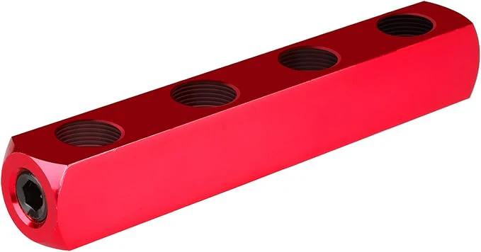 4-Way Straight Air Manifold with 5 Ports & 1/4" NPT Plug – Aluminum Pneumatic Air Splitter – AM4W5P - Image 5