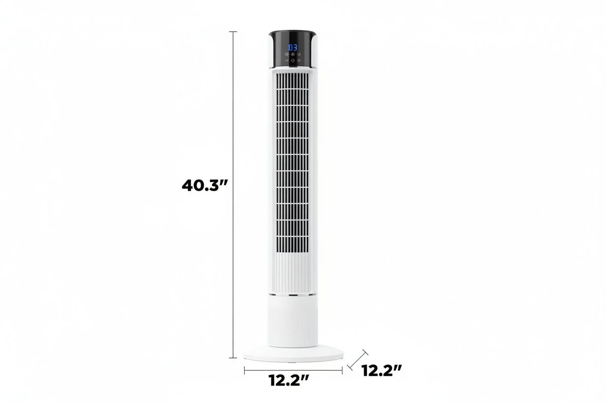 40-Inch Tower Fan – Black Oscillating Floor Fan with LED Display and Remote - Image 4