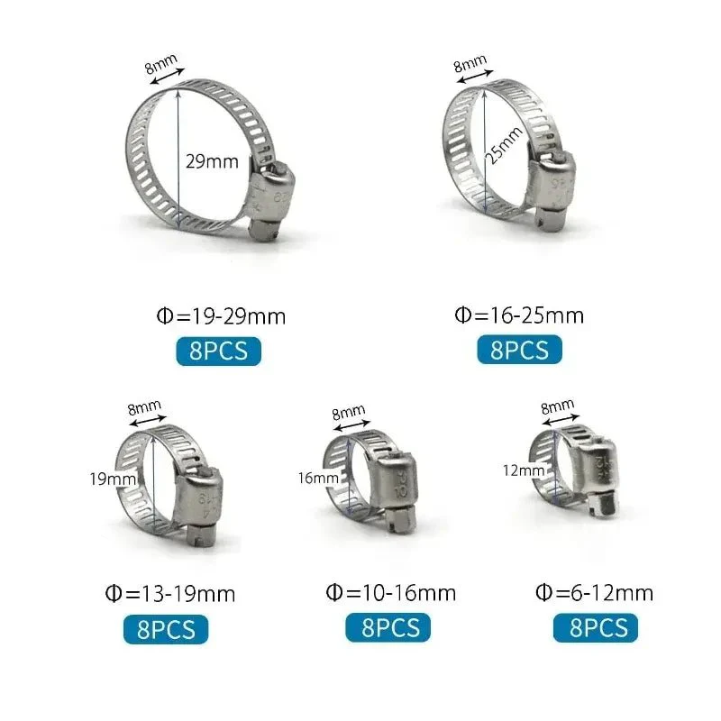 40pcs 6-29mm Pipe Clamp Stainless Steel Fuel Clamp Set FS090532 - Image 5