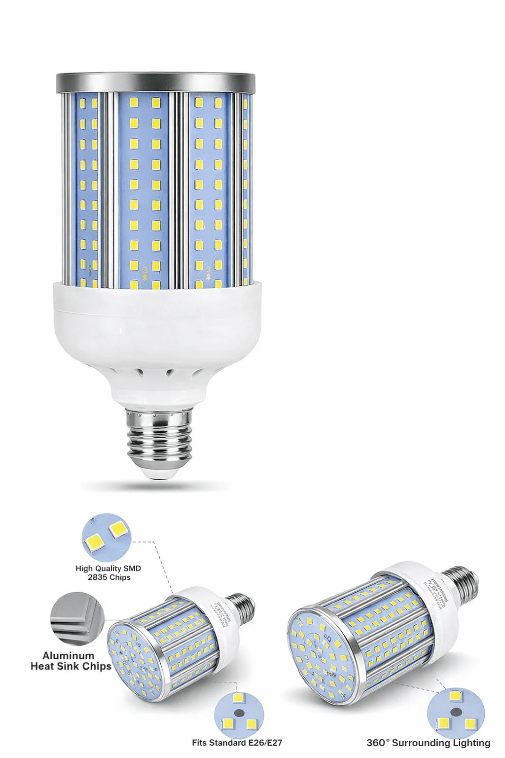 40W LED Corn Light Bulb – 4000LM 6500K Cool Daylight, 280W Equivalent, E26/E27 Base Non-Dimmable CL0401