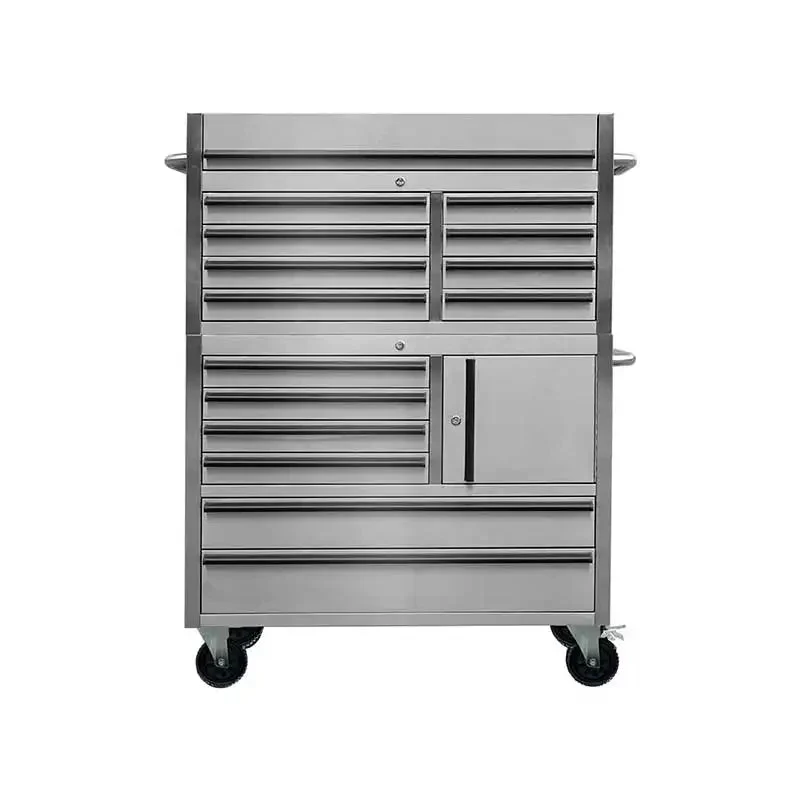 41″ Stainless Steel Tool Chest Combo – 14 Drawer Set with Top & Bottom Storage | Anti-Fingerprint Finish HTC4114W