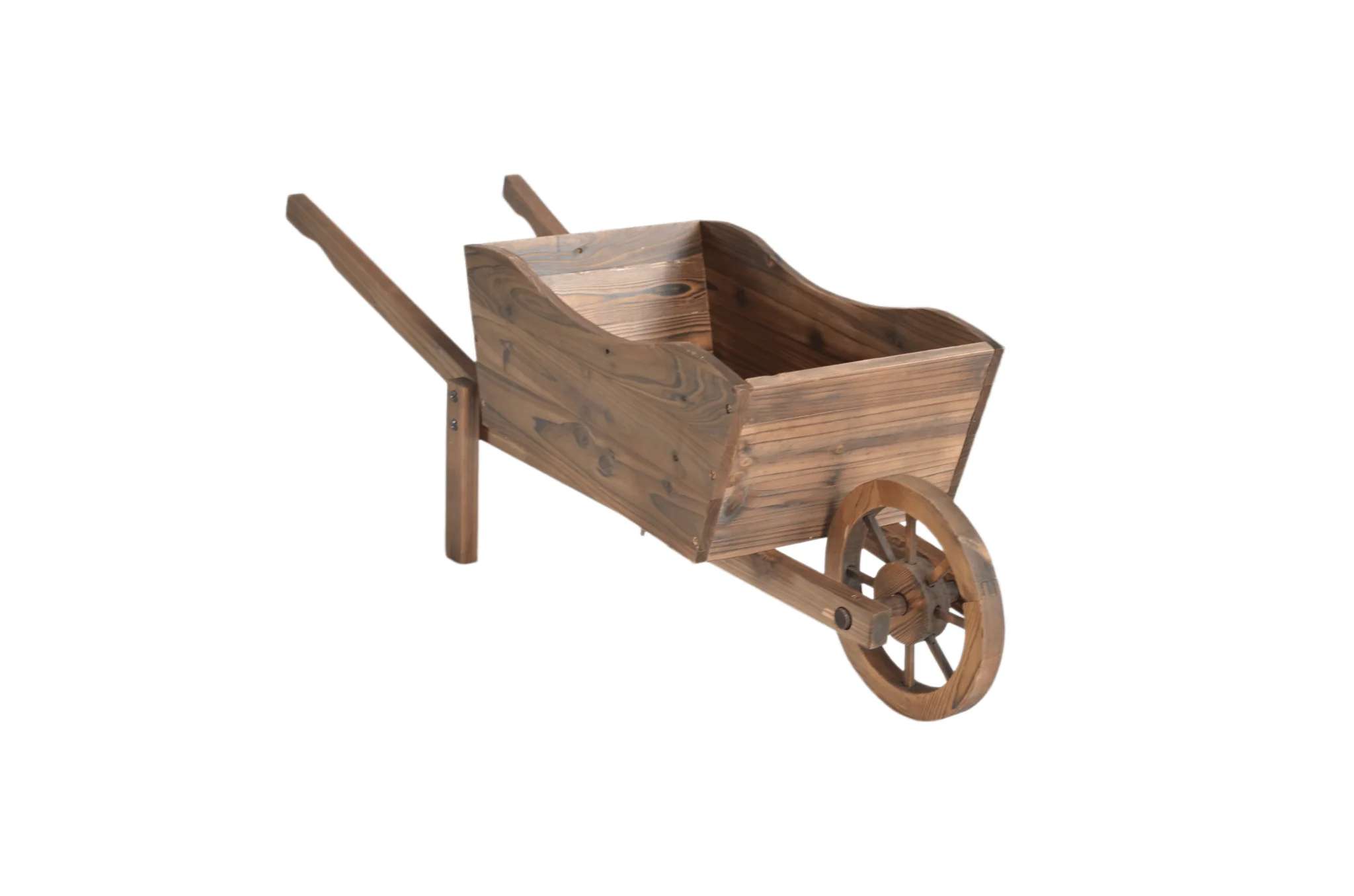 45" Rustic Wooden Wagon Planter Outdoor Garden Flower Cart Display WWP38 - Image 2