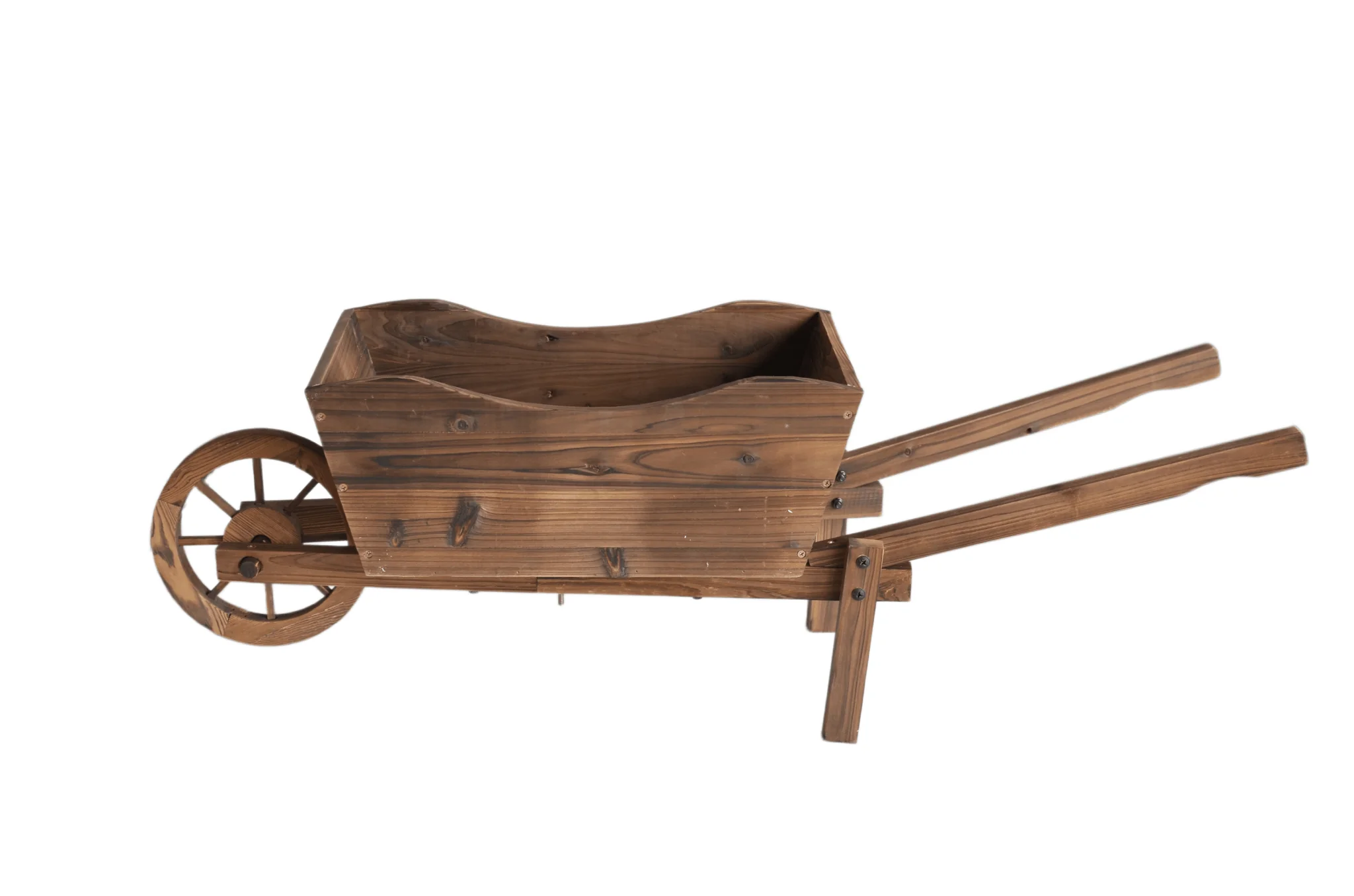 45" Rustic Wooden Wagon Planter Outdoor Garden Flower Cart Display WWP38 - Image 3