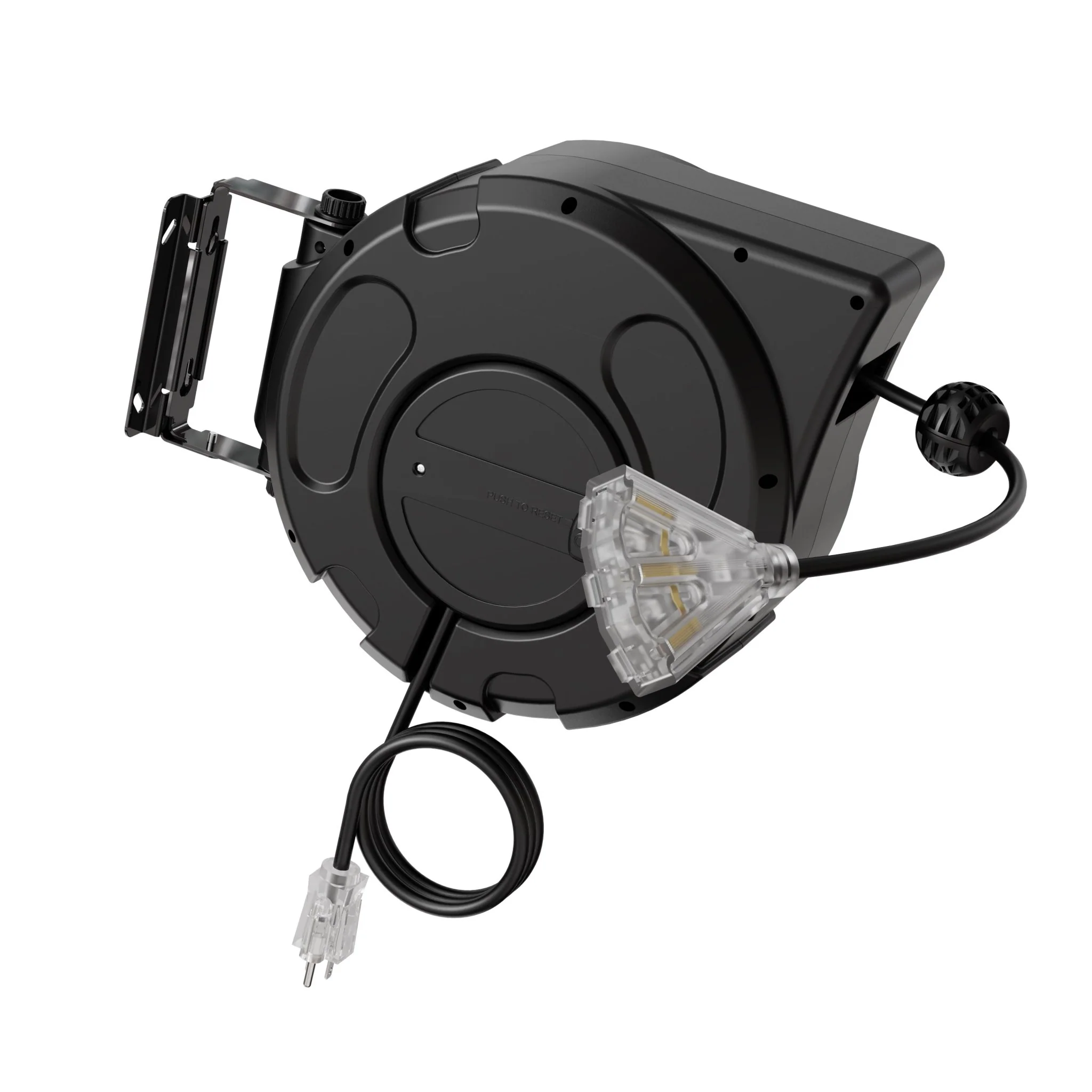 45FT 12AWG – 15A Retractable Extension Cord Reel with 3 Lighted Outlets - Image 4
