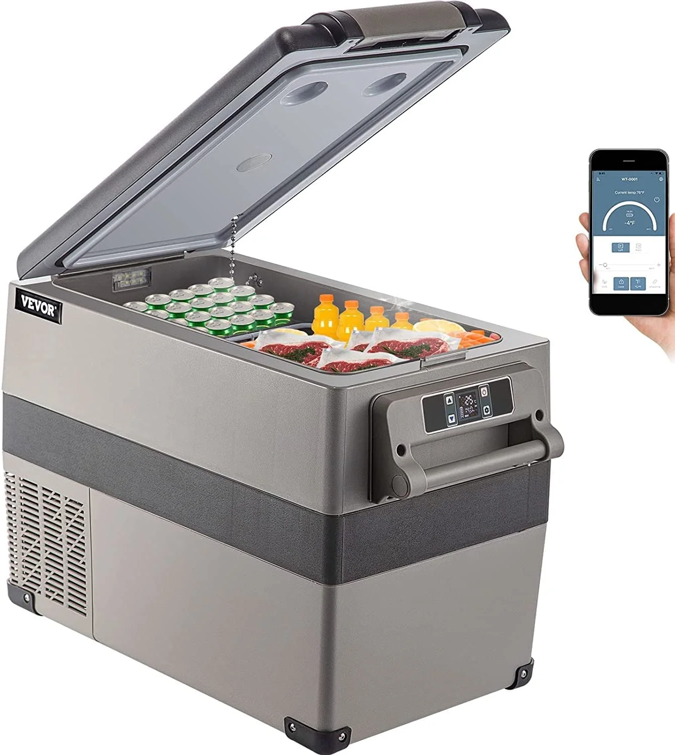 45L Portable Car Refrigerator Freezer – LG Compressor, 12V/110V Dual Zone RV Fridge 448423