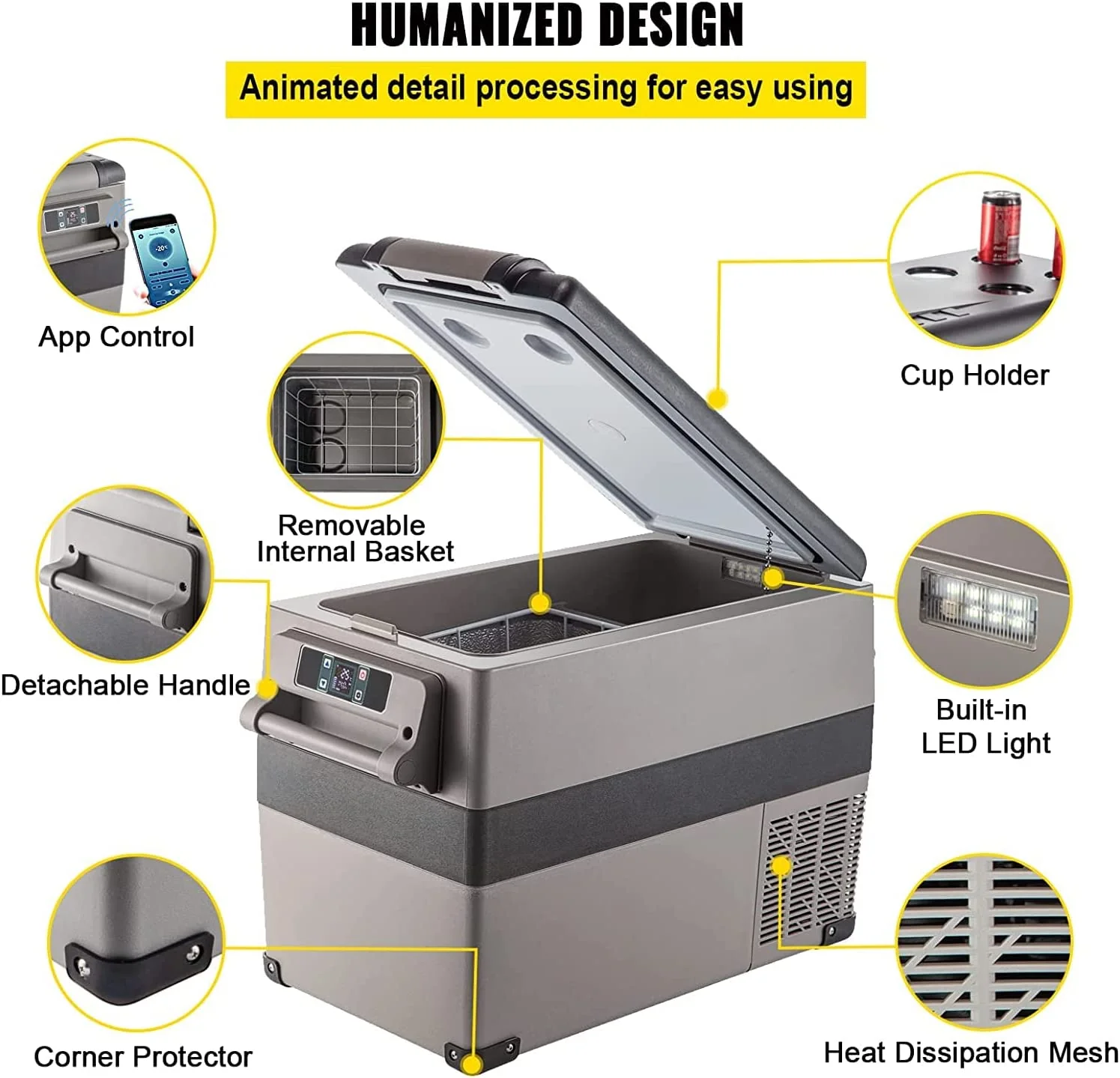 45L Portable Car Refrigerator Freezer – LG Compressor, 12V/110V Dual Zone RV Fridge 448423 - Image 7