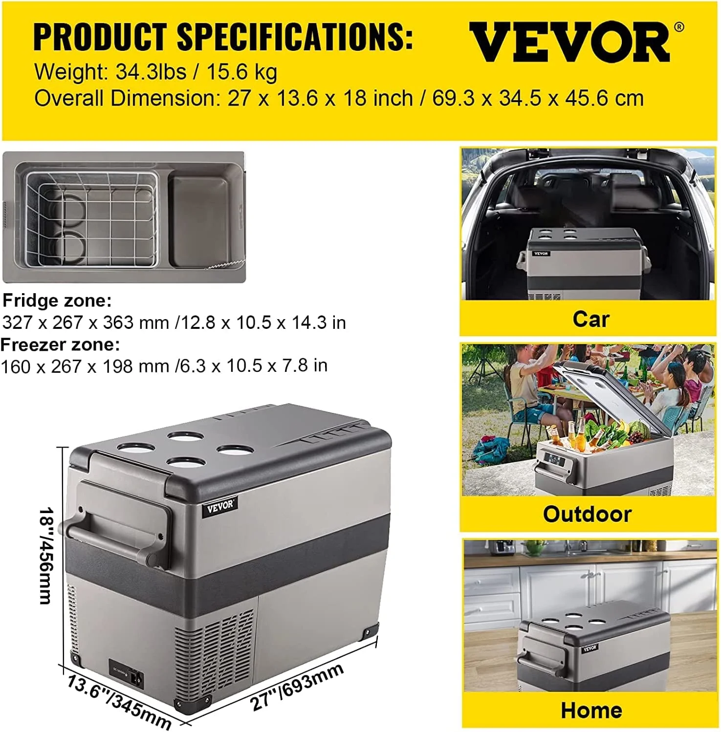 45L Portable Car Refrigerator Freezer – LG Compressor, 12V/110V Dual Zone RV Fridge 448423 - Image 8