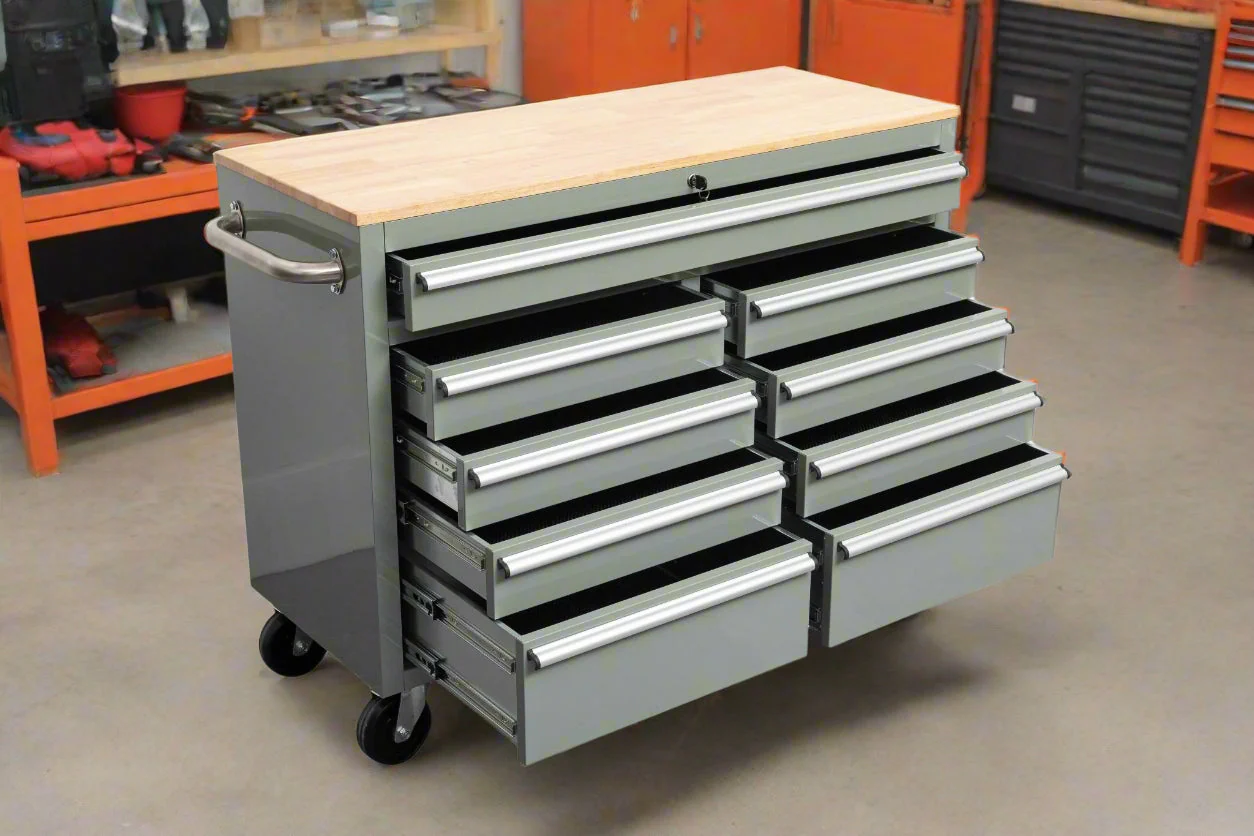 46" Rolling Tool Workbench – Heavy-Duty Mobile Storage Cabinet with 9 Drawers - Image 31