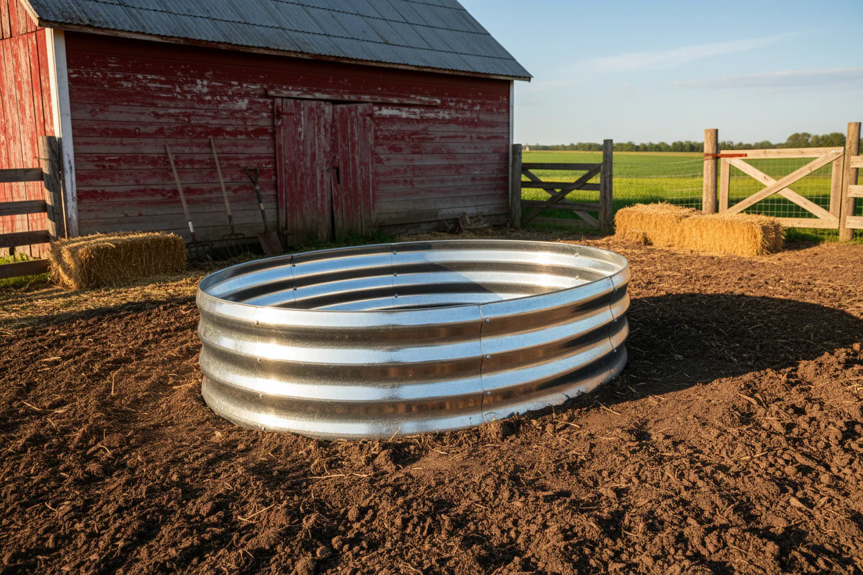 47" Round Metal Raised Garden Bed – Galvanized Steel Circular Planter for Vegetables & Flowers