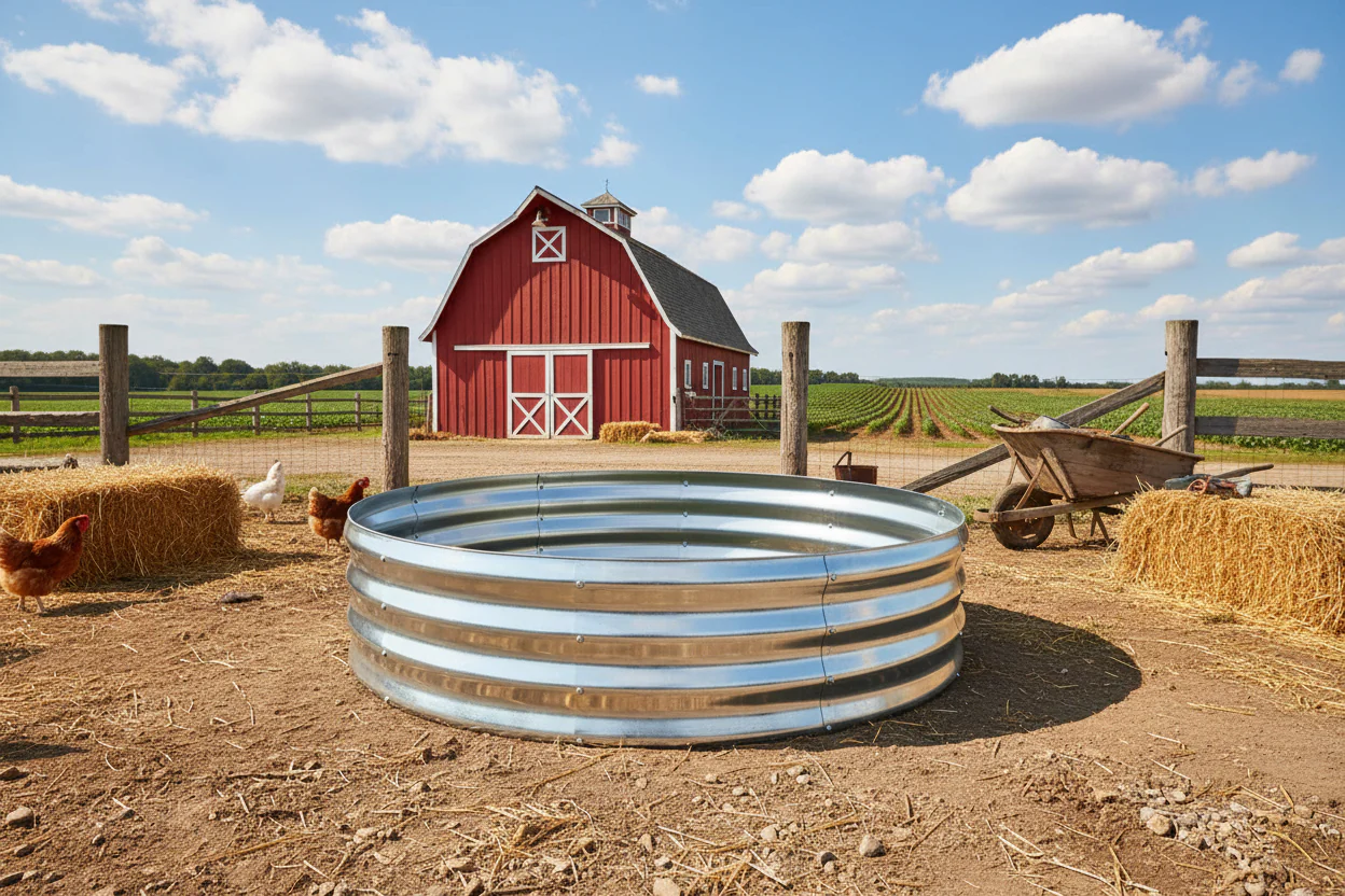 47" Round Metal Raised Garden Bed – Galvanized Steel Circular Planter for Vegetables & Flowers - Image 2