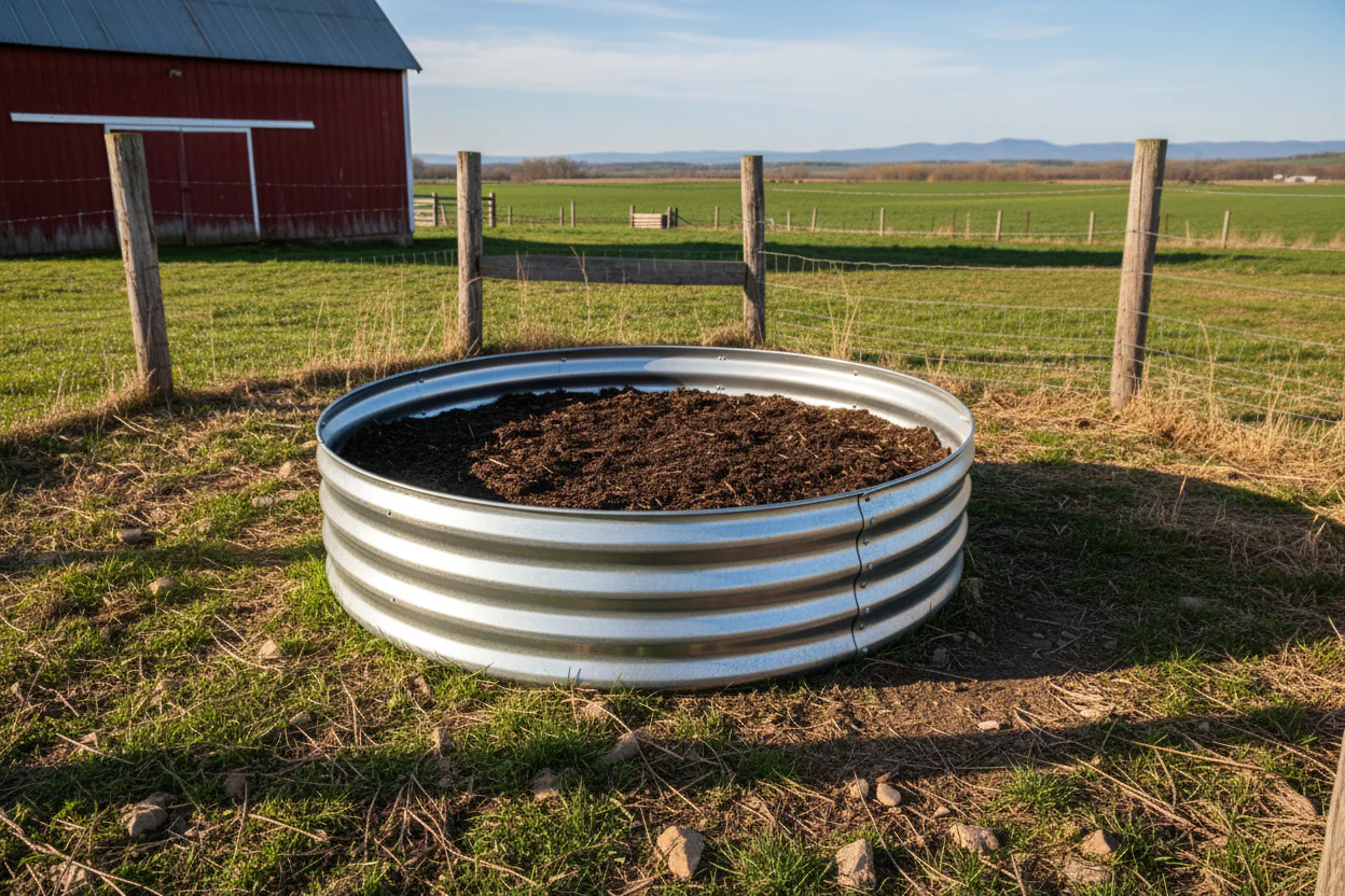 47" Round Metal Raised Garden Bed – Galvanized Steel Circular Planter for Vegetables & Flowers - Image 4