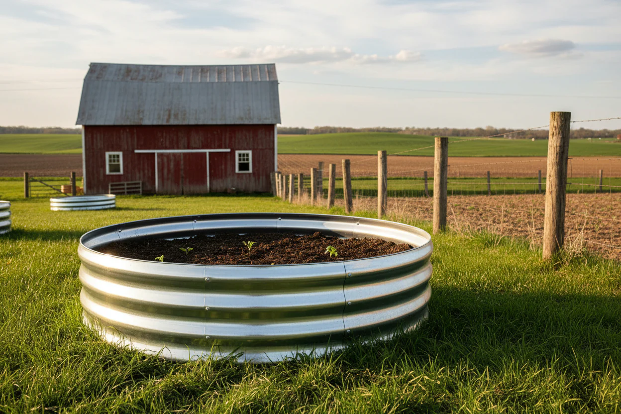 47" Round Metal Raised Garden Bed – Galvanized Steel Circular Planter for Vegetables & Flowers - Image 5