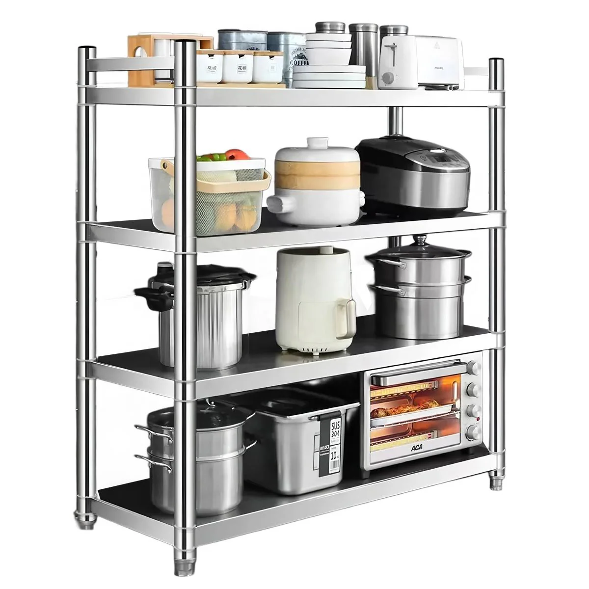 47" Stainless Steel Storage Rack – 4 Shelf Commercial Kitchen Organizer 9938843