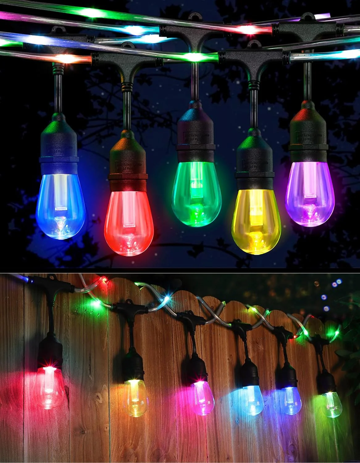 48 FT 15 Solar RGB Bulb String Light – Wedding & Outdoor Décor 910650