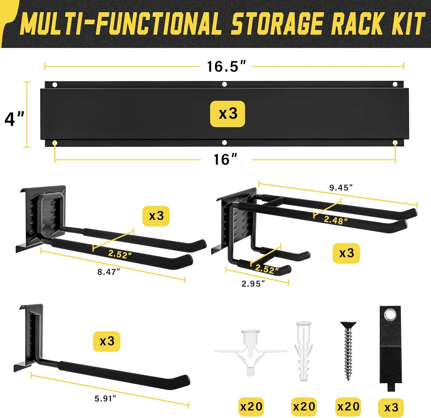 48″ Garden Tool Organizer Wall Rack 15-Piece Heavy-Duty 675 lb Capacity TO15675 - Image 4
