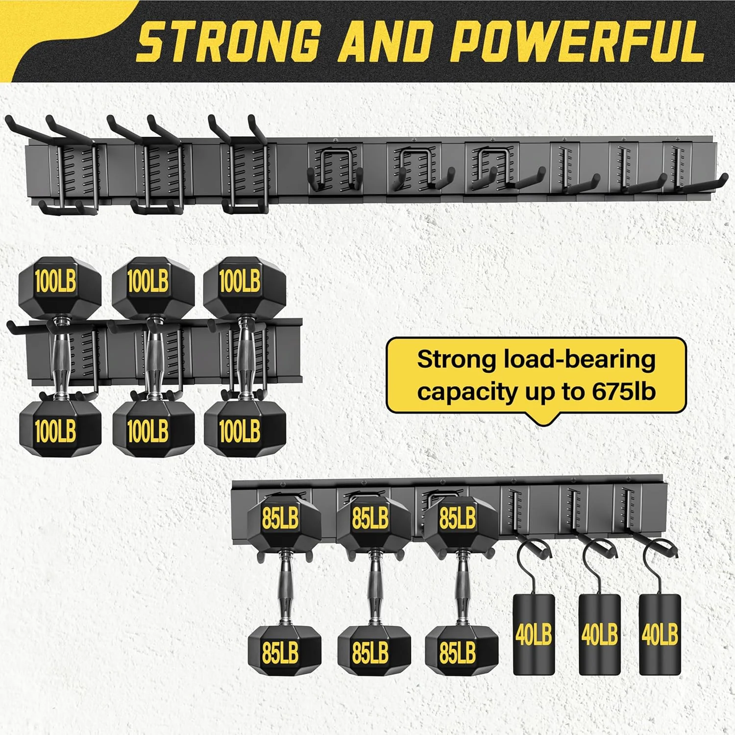 48″ Garden Tool Organizer Wall Rack 15-Piece Heavy-Duty 675 lb Capacity TO15675 - Image 7