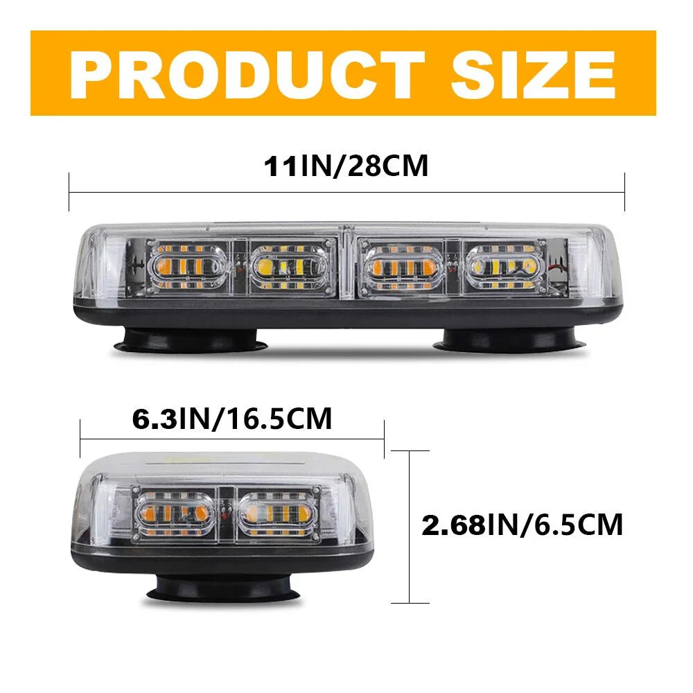 48 LED Magnetic Roof Top Strobe Light Bar 16 Flash Modes IP67 12-24V 48LEDR - Image 2