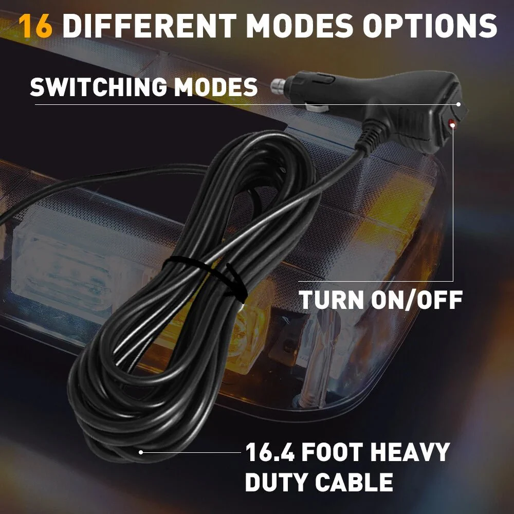 48 LED Magnetic Roof Top Strobe Light Bar 16 Flash Modes IP67 12-24V 48LEDR - Image 4
