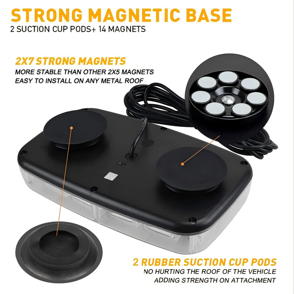 48 LED Magnetic Roof Top Strobe Light Bar 16 Flash Modes IP67 12-24V 48LEDR - Image 5