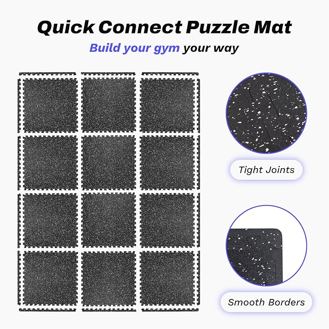 48 Sq Ft Interlocking Exercise Mats – 12 Tiles – EVA & Rubber Gym Flooring - Image 5