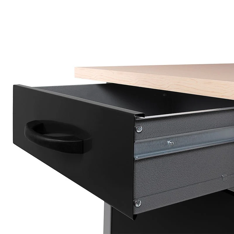 48" x 24" Steel Workbench with 2 Drawers & Double Door Storage Cabinet, 33.5" Height Wooden Top Heavy Duty Garage Bench TC006 - Image 2