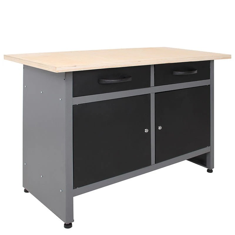 48" x 24" Steel Workbench with 2 Drawers & Double Door Storage Cabinet, 33.5" Height Wooden Top Heavy Duty Garage Bench TC006 - Image 7