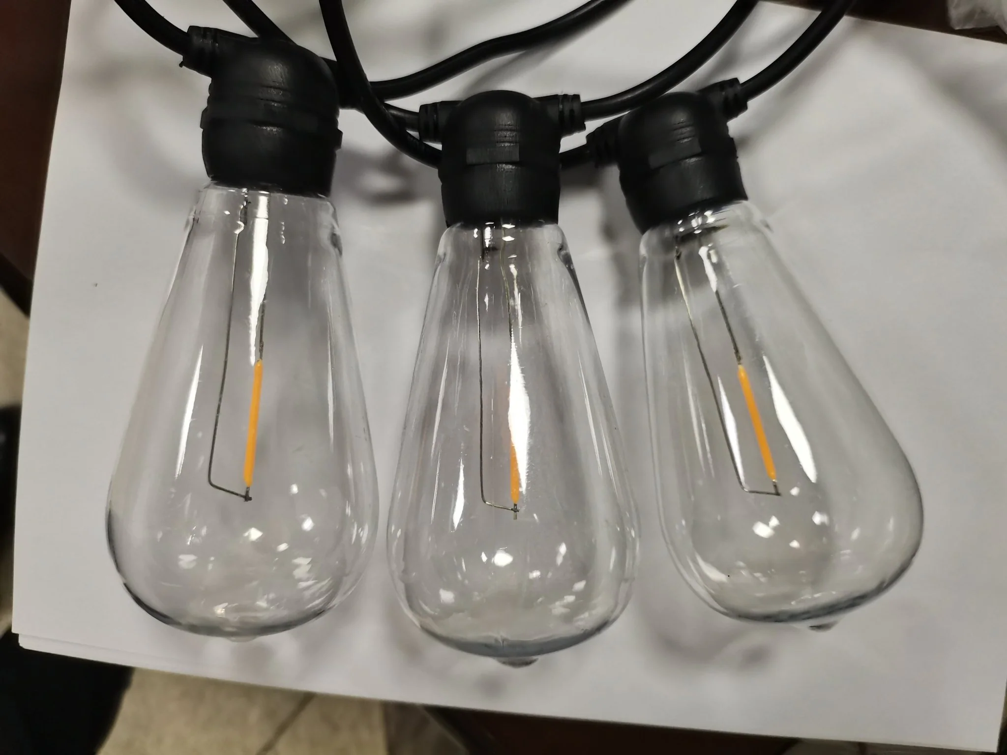 New 48ft Outdoor String Lights with 15 Clear ST64 Bulbs, Warm White, Waterproof IP65, Plug-In 15ST64NR - Image 2